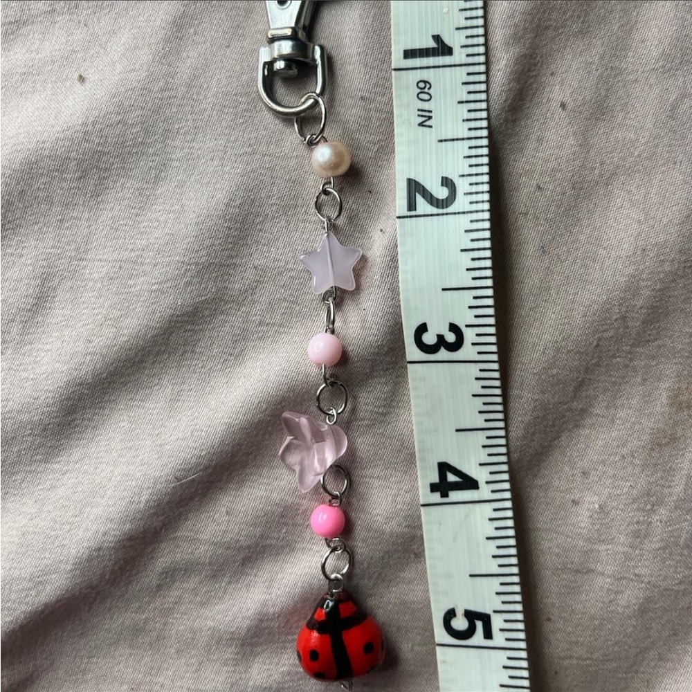 Handmade Ladybug Beaded Keychain - Picture 2 of 2